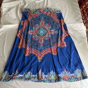 INC Blue Paisley Print Skirt L